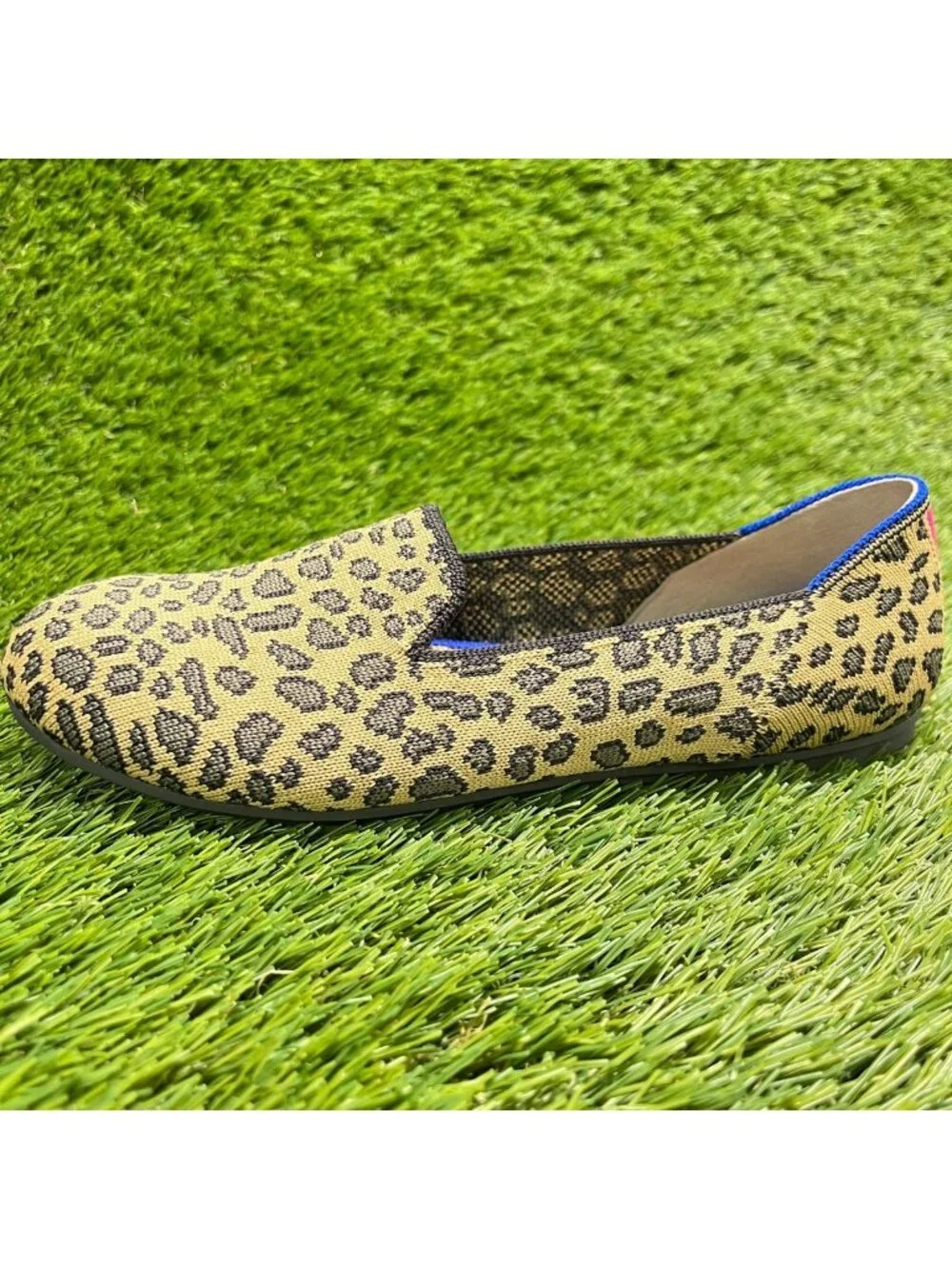 Rothy's The Loafer Leopard Girls Size 3Y Beige Black Casual Slip On Flats Shoes